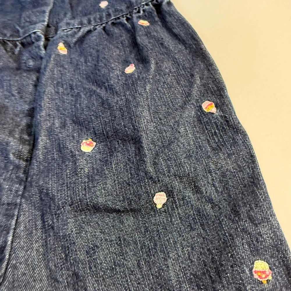 Vintage Y2K Gymboree Embroidered Cupcake Denim Overall Jumpsuit 6-12 month girl
